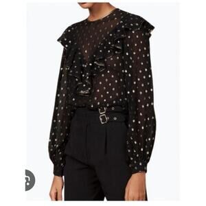 Sandro Lurex patterned top in black
